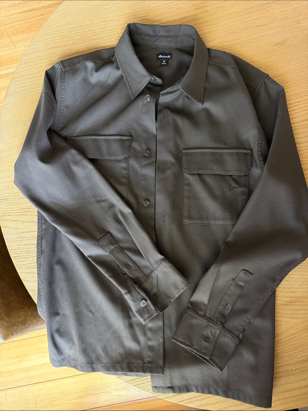 Madewell Brown Button-Front Collared Overshirt